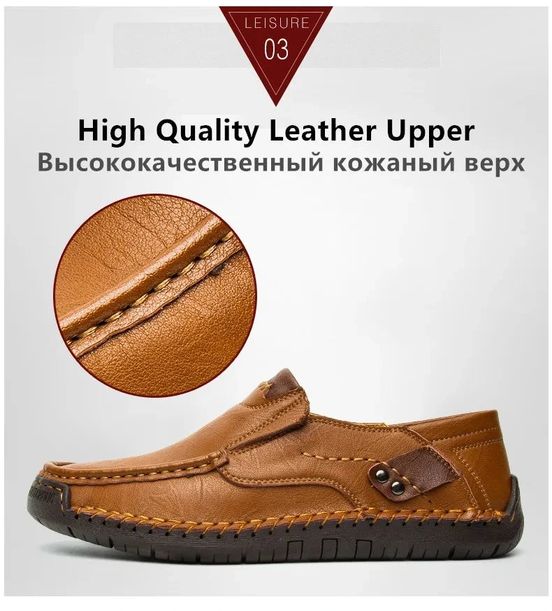 New Fashion Men Casual Shoes Handmade Leather Loafers Comfortable Men's Shoes Quality Split Leather Flat Driving Shoes Size 48
