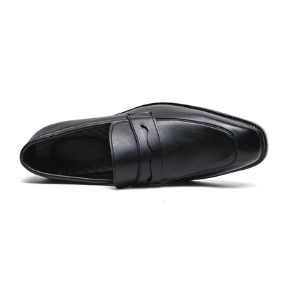 Fashion Penny Loafers Leather Men Shoes  Simple Pointed Toe Slip On Dress Business Suit Casual Party Wedding Shoes For Man