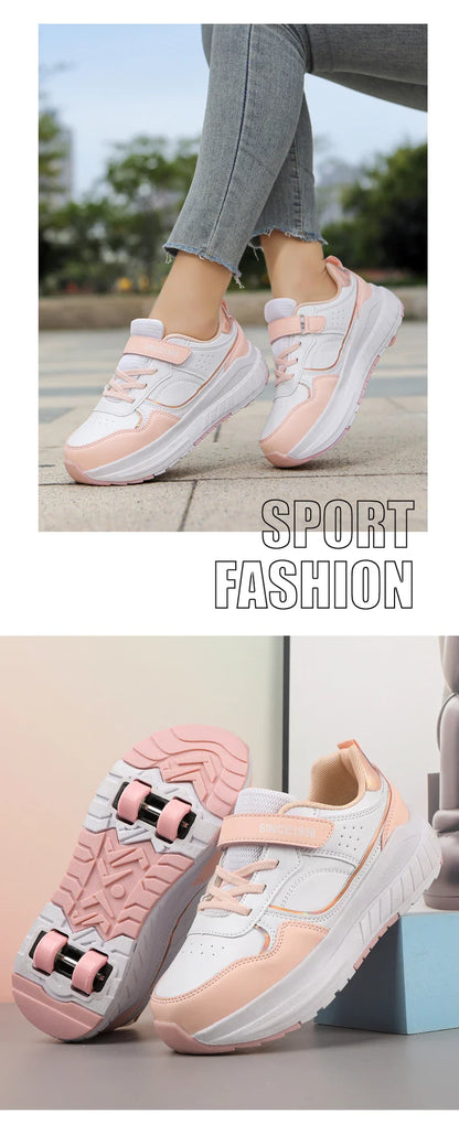 Roller Skate Shoes Kids Autumn 2024 Children Fashion Casual Sports Toy Birthday Gift Games Boys 4 Wheels Sneakers Girls