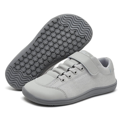 Boys Girls Barefoot Shoes Kids Wide Toe Minimalist Sneakers Lightweight Hook Loop Artificial Leather Fabric Shoes