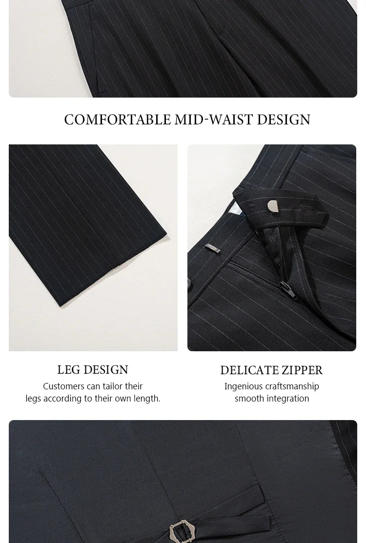 High-quality striped suits for men slim fit luxurious and elegant men's business suit 3-piece set party full men's suit