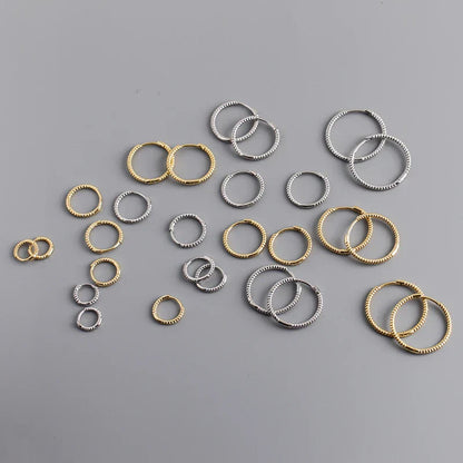925 Sterling Silver Fashion Piercing Charm Twist Huggies Hoop Earrings for Women Rock Gothic Unisex Jewelry Ear Buckles