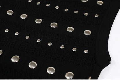 High Quality Elastic Knitted New Fashionable Round Neck Luxurious Hot Plate Sleeveless Slim Fit Women's Dress