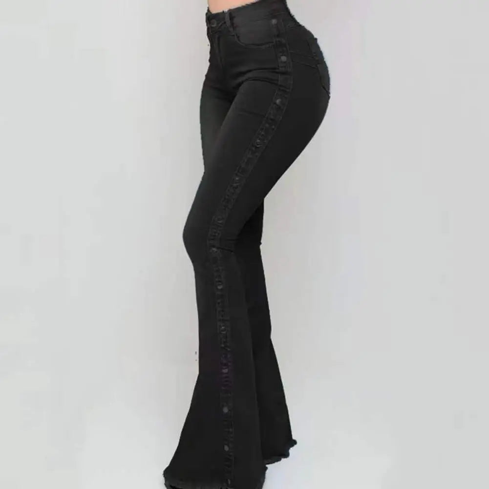 Mid Waisted Stretch Flare Jeans Women Denim Pants