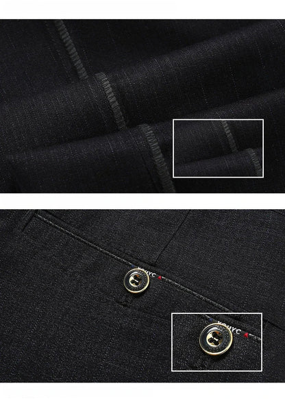 Autumn Summer Men's Slim Casual Pants Fashion Business Stretch Thicken Trousers Men Brand Solid Pant Black Navy Man Plus Size