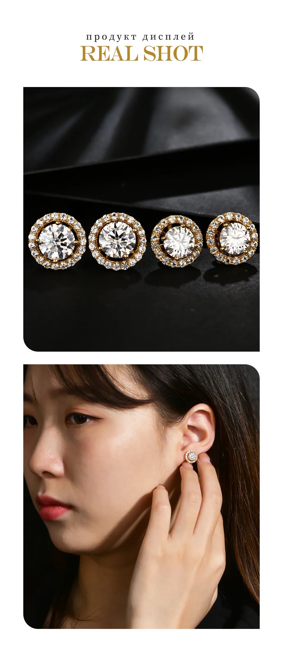 New Chamrs 1.0 Carat Moissanite D Color Diamond Detachable Stud Earrings for Women Solid 925 Sterling Silver Jewelry