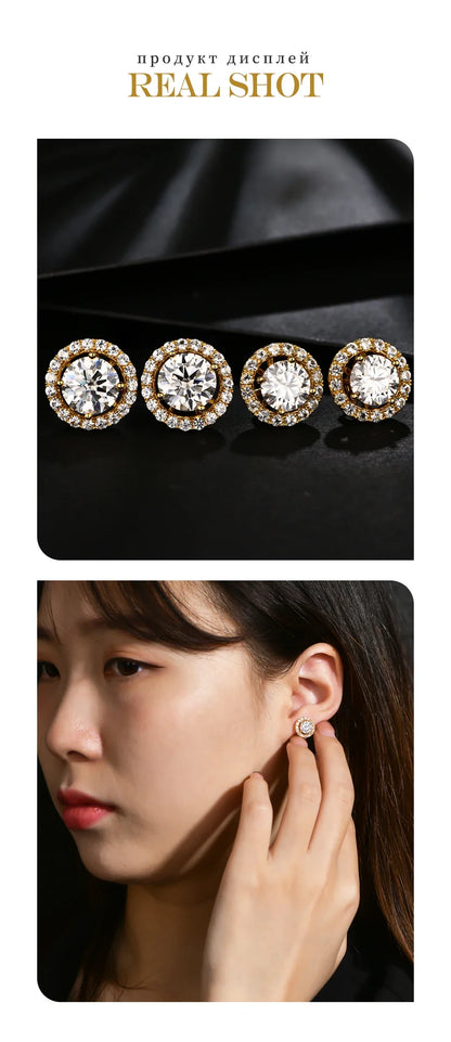 New Chamrs 1.0 Carat Moissanite D Color Diamond Detachable Stud Earrings for Women Solid 925 Sterling Silver Jewelry