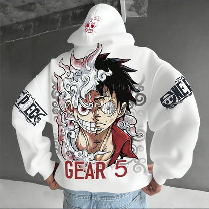 Anime Hoodie Men Women One Piece Luffy Gear 5 Nika Streetwear Casual Pullover Sweatshirt Long Sleeve Tops Autumn Winter Fashion
