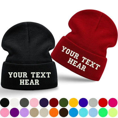 Personalized Custom Beanie Embroidery Text Name Design Logo Winter Hat for Men Women Knitted Cap
