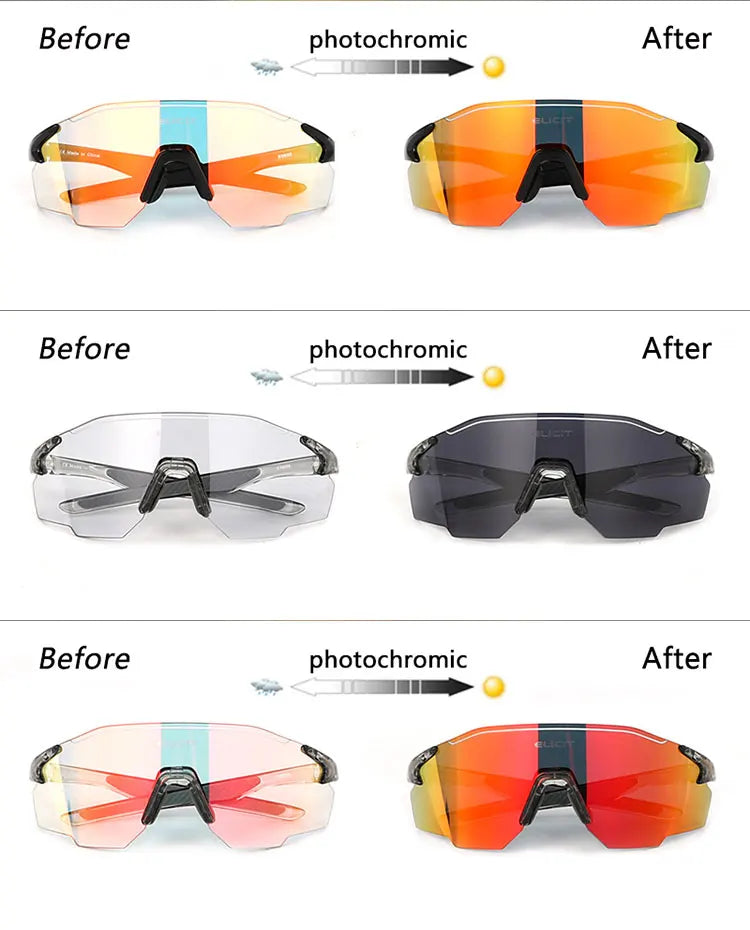 Photochromic Polarized Cycling Glasses Men Women Bike Glasses UV400 Eyewear Sunglasses HikingMTB Road Bicycle Goggles