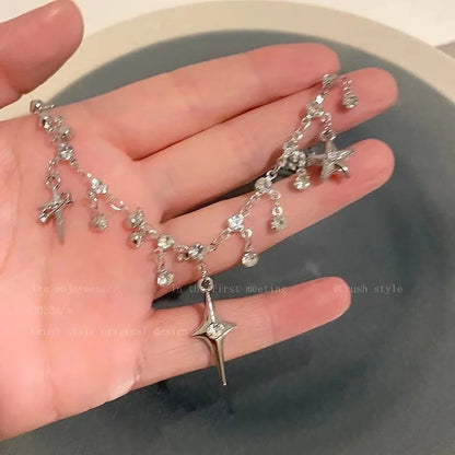 Pendent Necklace for Women Punk Simple Zircon Tassel Clavicle Chain Choker Elegent Party Gift Jewelry Girl