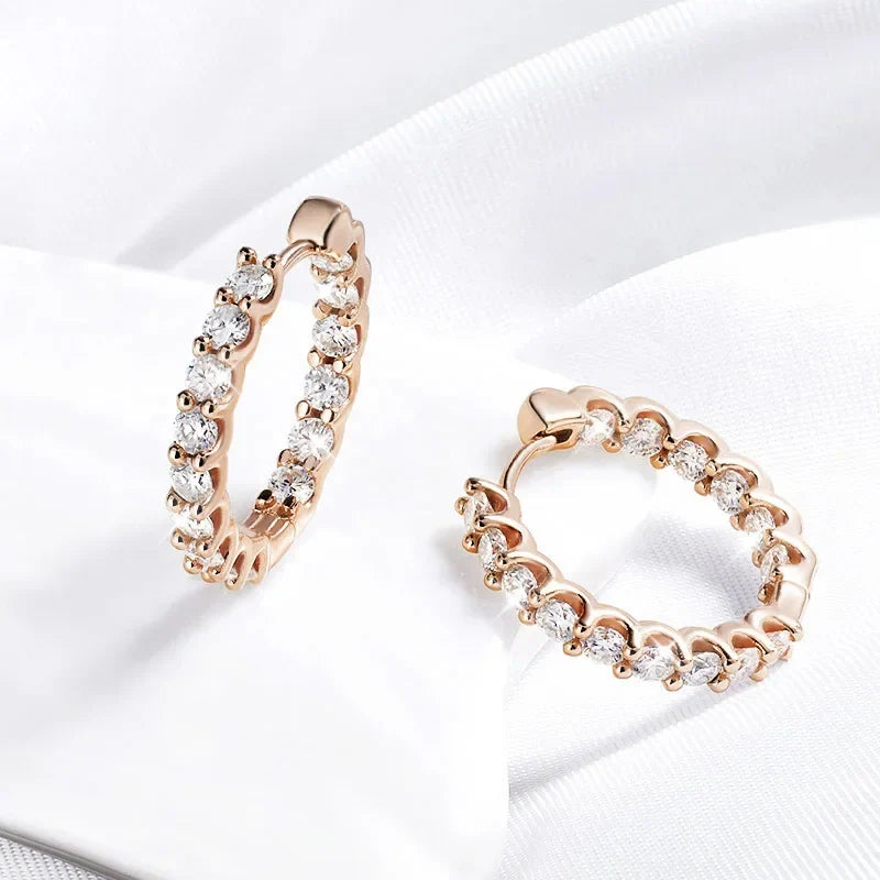 2.5mm Full Moissanite Hoop Earrings for Women Sparkling Halo Wedding Jewelry 925 Sterling Silver Earring Wholesale GRA