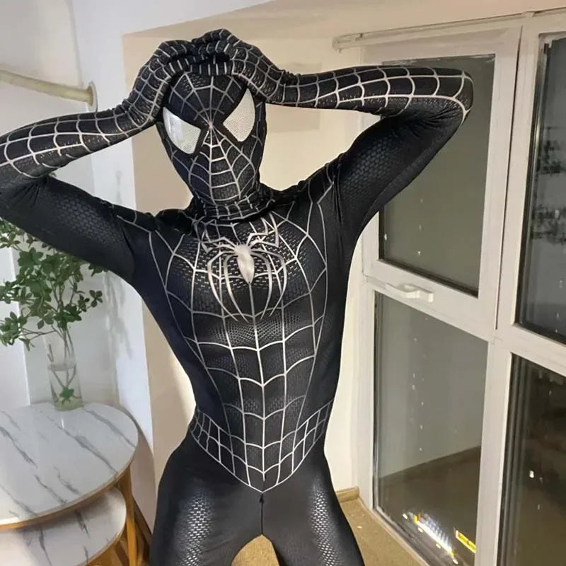 Black Spider Man Toby Costume Slim Fit Jumpsuit Cosplay Superhero Expedition Costume Superhero Zhentai Halloween Party Gifts
