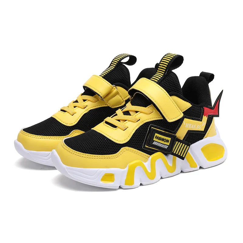 Yellow Boys Basketball Shoes Soft Non-slip Kids Sneakers Thick Sole Children Sport Shoes Outdoor Girls Trainer Basketball