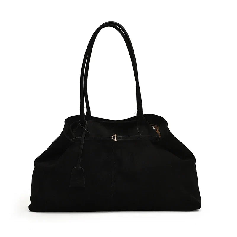 Velvet Zipper 2024 New Product Large Tote Bag Solid Large Capacity Popular Fashion Shoulder Bag Soft Simple Commuter Handbag