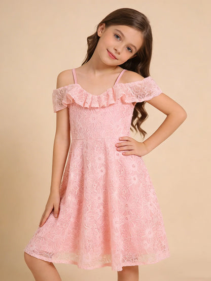 Summer New Girl's Lace Lace One Shoulder Strap Skirt Fashionable and Elegant Casual Dress
