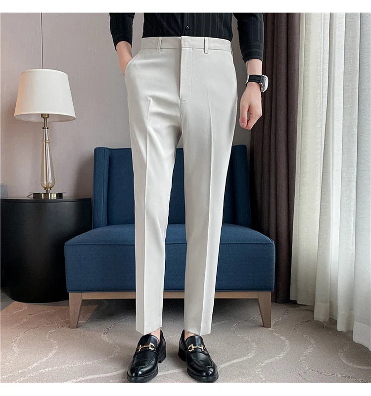 Men Solid Boutique Suits Pants Male Formal Wear Wedding Dress Trousers Quality Men British Style Business Casual Suit Pants 36