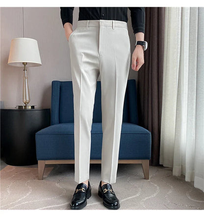 Men Solid Boutique Suits Pants Male Formal Wear Wedding Dress Trousers Quality Men British Style Business Casual Suit Pants 36