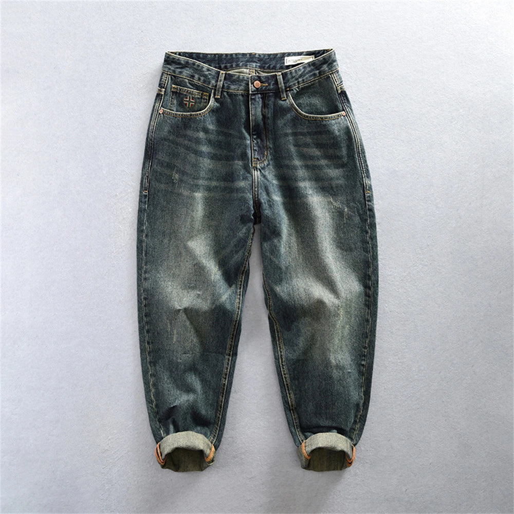 men's autumn pants new vintage washed blue jeans for men winter Trousers male fashion jeans homme  casual pants