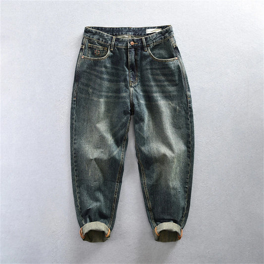 men's autumn pants new vintage washed blue jeans for men winter Trousers male fashion jeans homme  casual pants