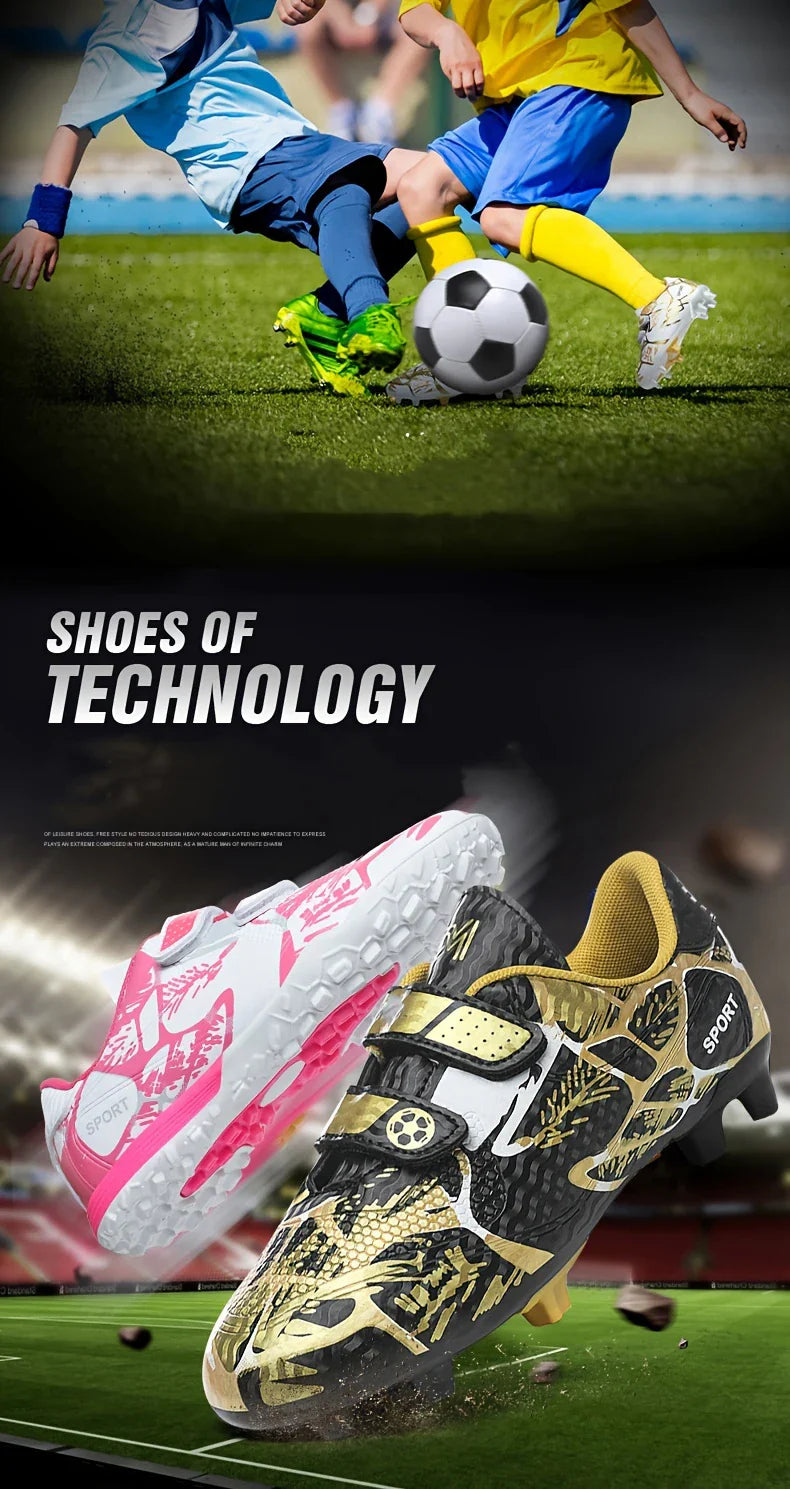 Boys Football Boots New Resistant Casual Kids Soccer Shoes Sneakers Grass Non Slip Training Sports Fast Match Breathable Cleats