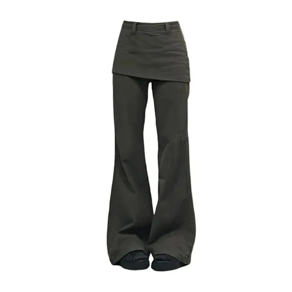 Streetwear Fake Two-Piece Plus size Wide Leg Jeans for Women
