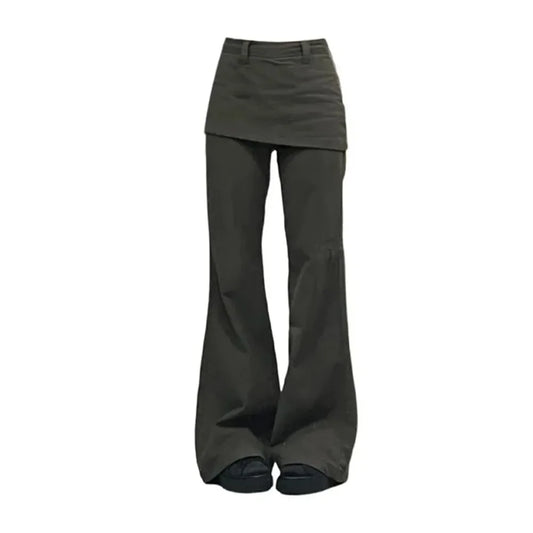 Streetwear Fake Two-Piece Plus size Wide Leg Jeans for Women