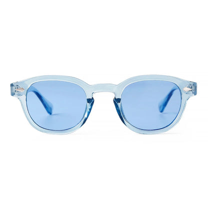 Fashion Transparent Blue Round Sunglasses Women Men 2024 Retro Rivet Tortoise Small Square Sun Glasses UV400 Lunettes De Soleil