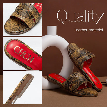 Women's Slippers Luxury brand PU Material Outdoor Flat Bottom Beach Tourism Summer Women's Slippers  2024 summer