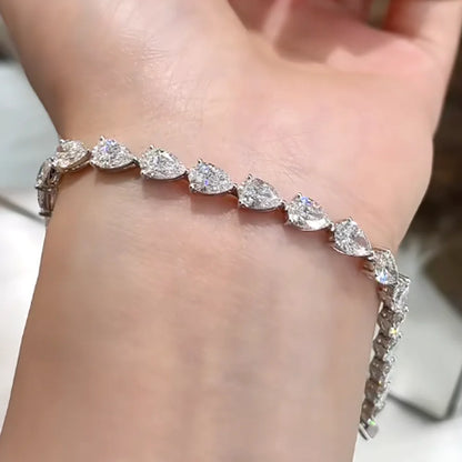 Full Moissanite Tennis Bracelet For Women S925 Sterling Silver Pear Lab Diamond Sparkling Luxury Fine Jewelry