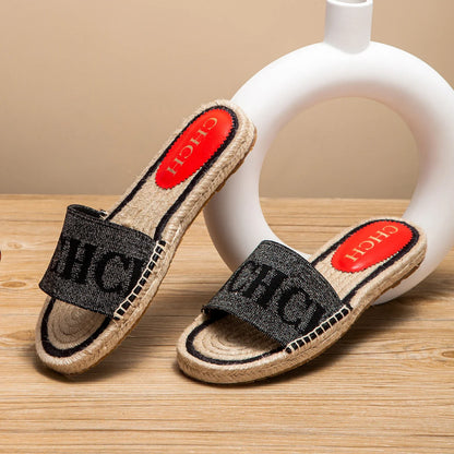 Slippers Women's  Simple and Comfortable Handmade Hemp Bottom Sandals Beach shoes
