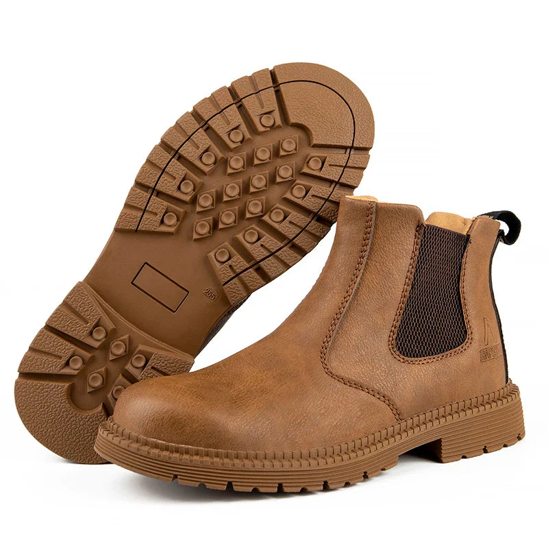 Waterproof Work Men Safety Boots Leather Boots Indestructible Male Work Shoes Men Winter Boots Safety Shoes With Steel Toe Shoe