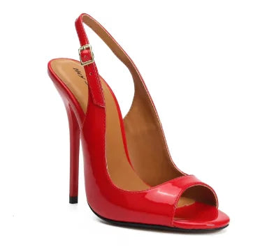 New 12cm black fish mouth empty toe sandals with sexy ultra light lipstick sole high heels for women with slim heels