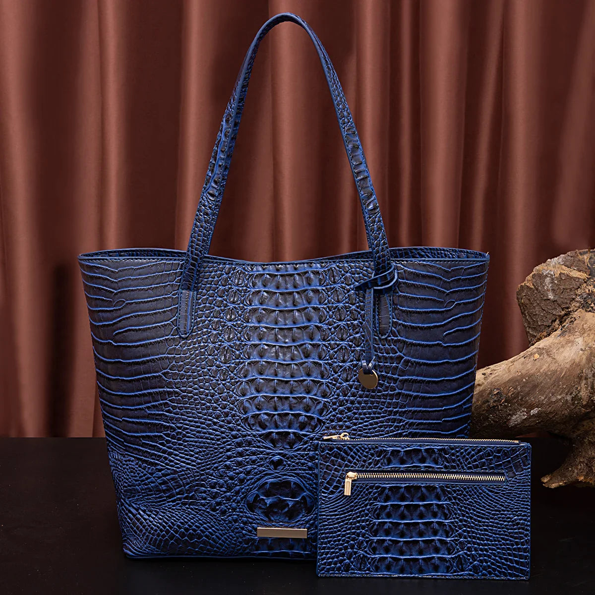 Leather Fashion Two Piece Crocodile Pattern Single Shoulder Tote Bag