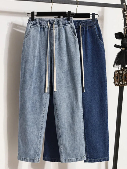 Vintage Simple Distressed Washed Straight Pants
