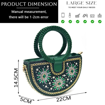 Summer New Design Specials Italian Women Shoes and Bag Set Fuchsia Color Comfortable High Heels With Rhinestone