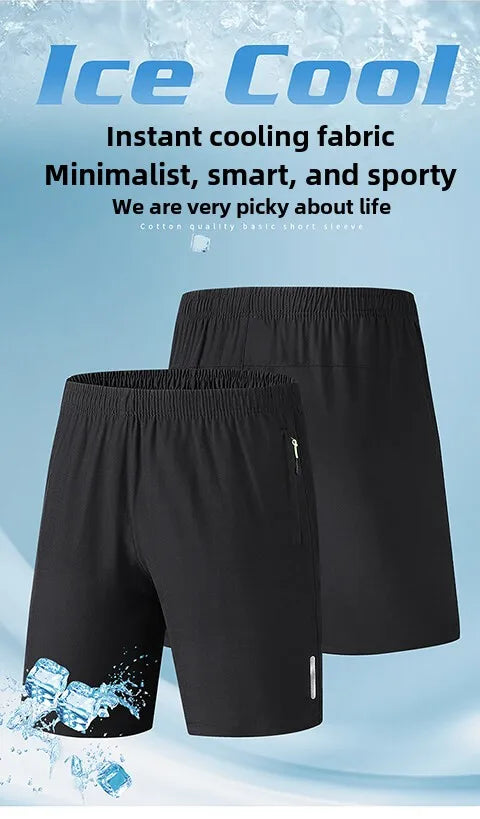2025 New Trendy Ice Silk Quick-Dry Casual Outdoor Sports Shorts for Men - Large Size 5-Inch Shorts, Breathable & Comfortable