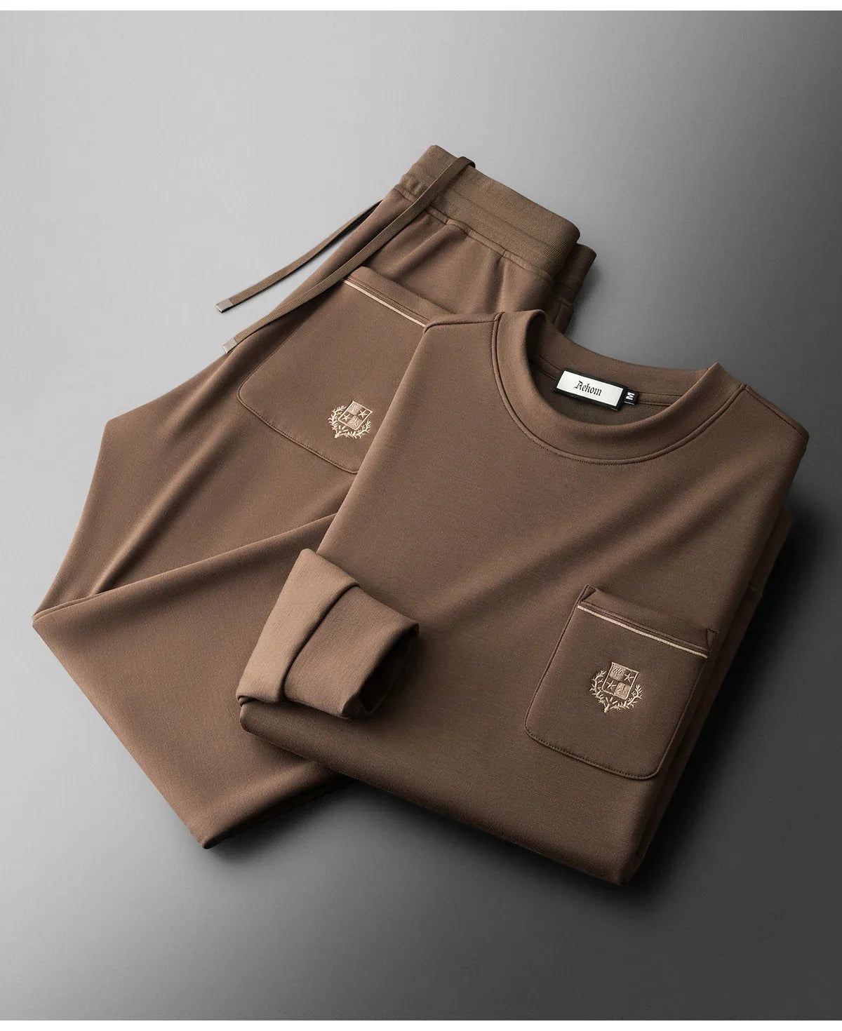 Autumn Light Luxury Italian Old Money Style Two-piece comfortable air-layer cotton men's sweatshirt casual sportswear set