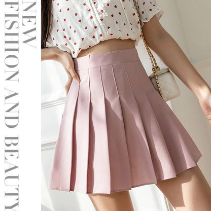 White Women Pleated Skirts Summer High Waist Zipper Girls Dancing JK Mini Skirts Black Fashion Student A Line Faldas 2023