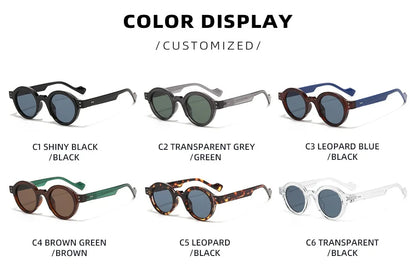 Round Sunglasses Men Punk Double Color Shades UV400 Retro Rivets Decoration Women Trending Sun Glasses Clear Lens Frame