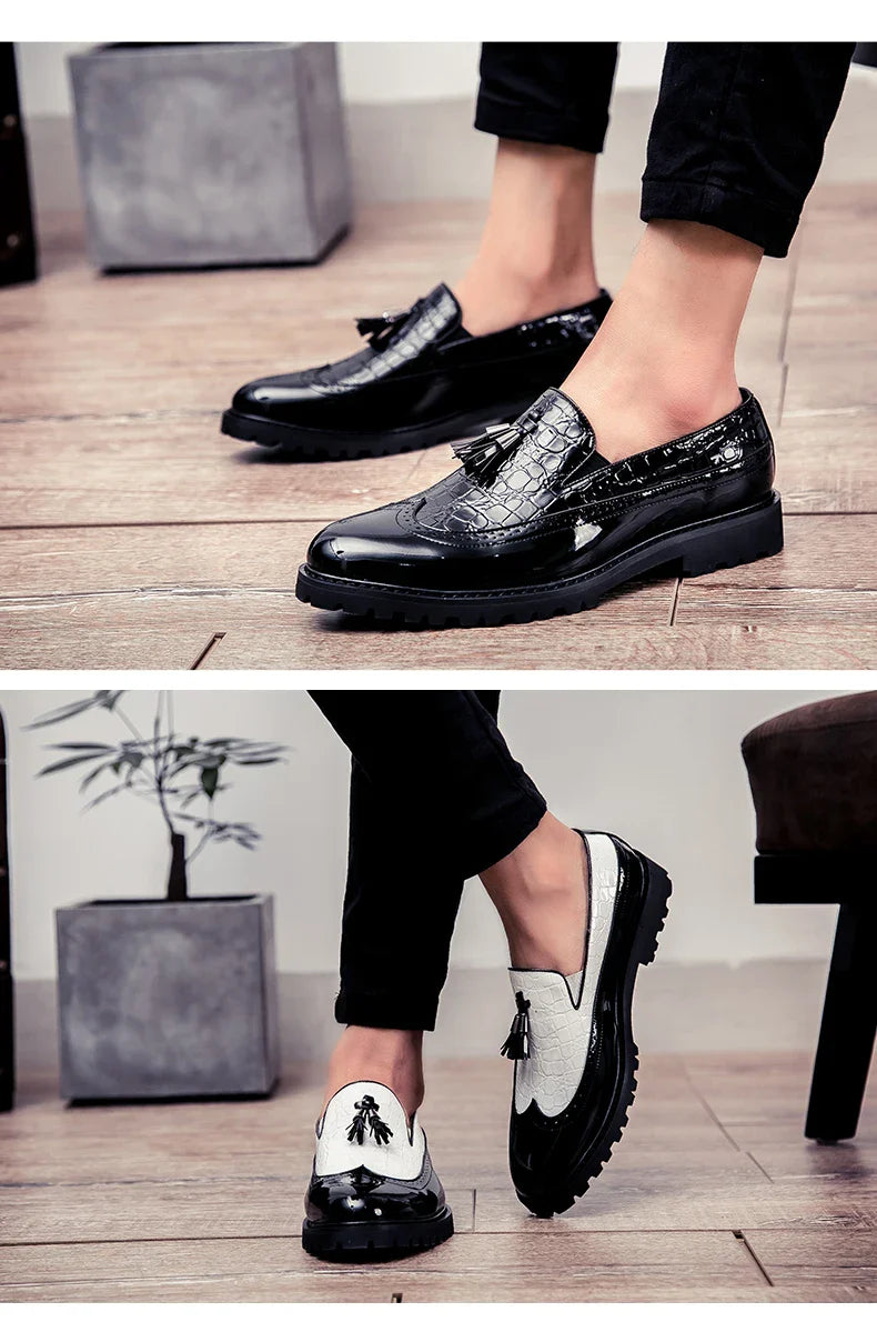 High Quality Casual Business Leather Shoes Men Formal Men's Dress Shoes Classic Tassels Retro Office Social Leather Loafers Male