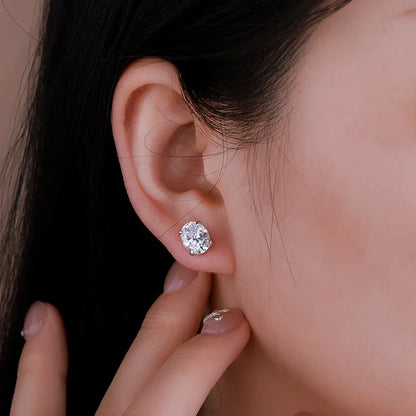 1-4CT Oval Moissanite Stud Earrings S925 Silver Sparkling Diamond Ear Studs For Women Men Wedding 18K Plated Jewelry GRA