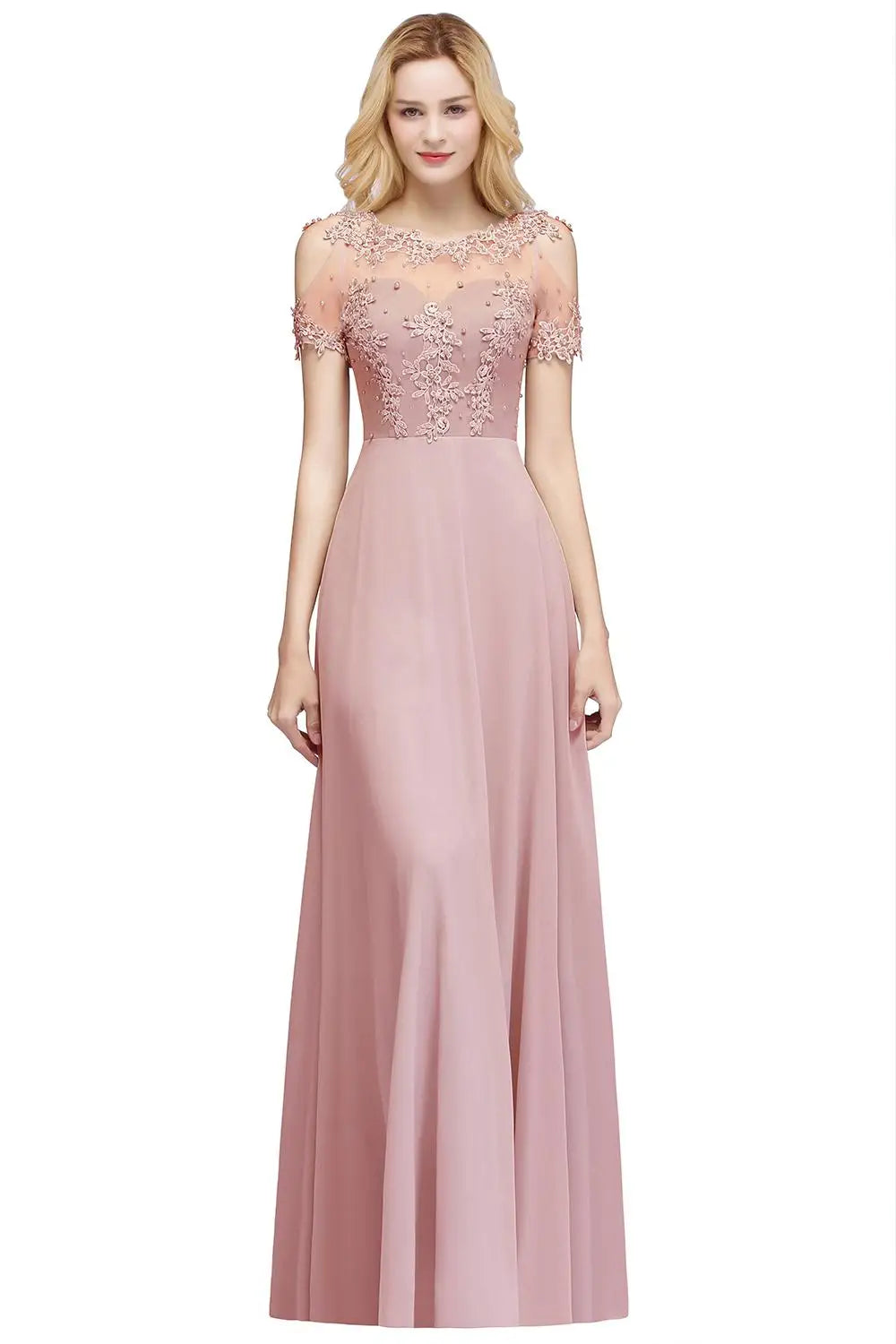 New Burgundy Evening Dresses Illusion Lace Appliques O-Neck Short Sleeve Prom Dress Sheer Back A-Line Long Formal Party Gowns