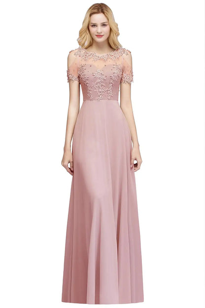 New Burgundy Evening Dresses Illusion Lace Appliques O-Neck Short Sleeve Prom Dress Sheer Back A-Line Long Formal Party Gowns