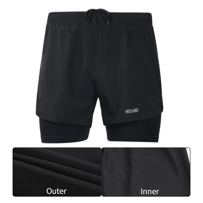Men's Running Shorts Outdoor Sports Training Exercise Jogging Gym Fitness 2 in 1