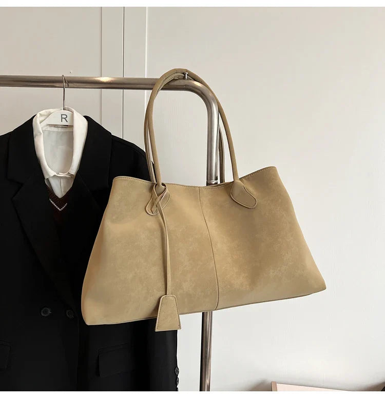 Faux Suede Solid Color High Quality Fashionable Versatile Handbag 2025 Women's Product Hot Selling  Large Capacity Shoulder Bag