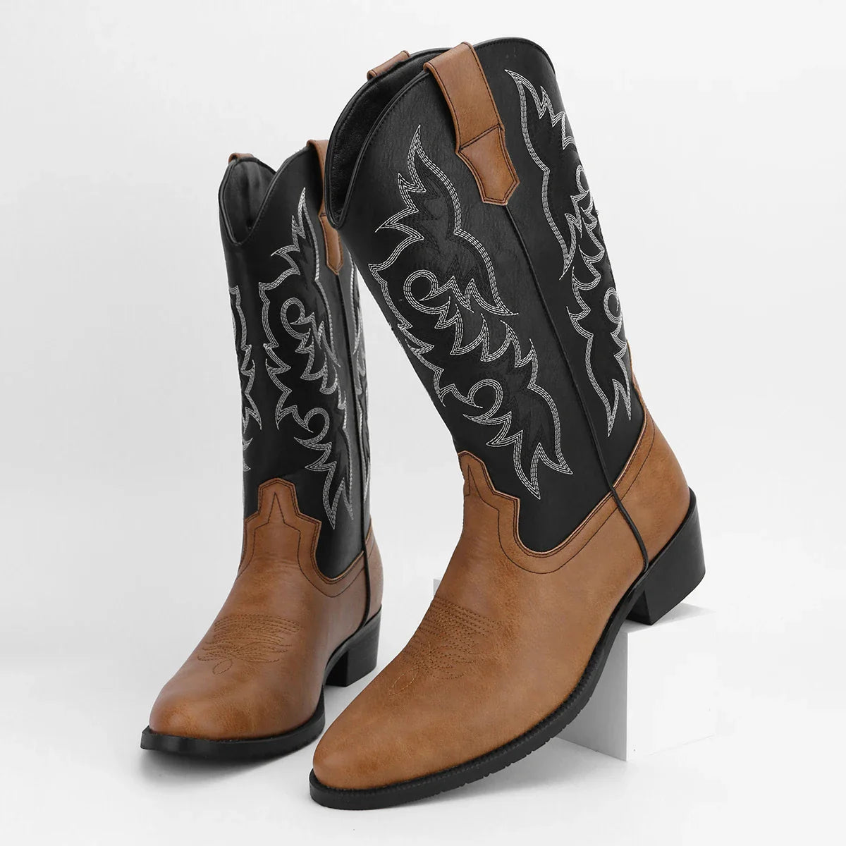Men's High-Top Vintage Embroidered Fashion Desert Western Cowboy Boots