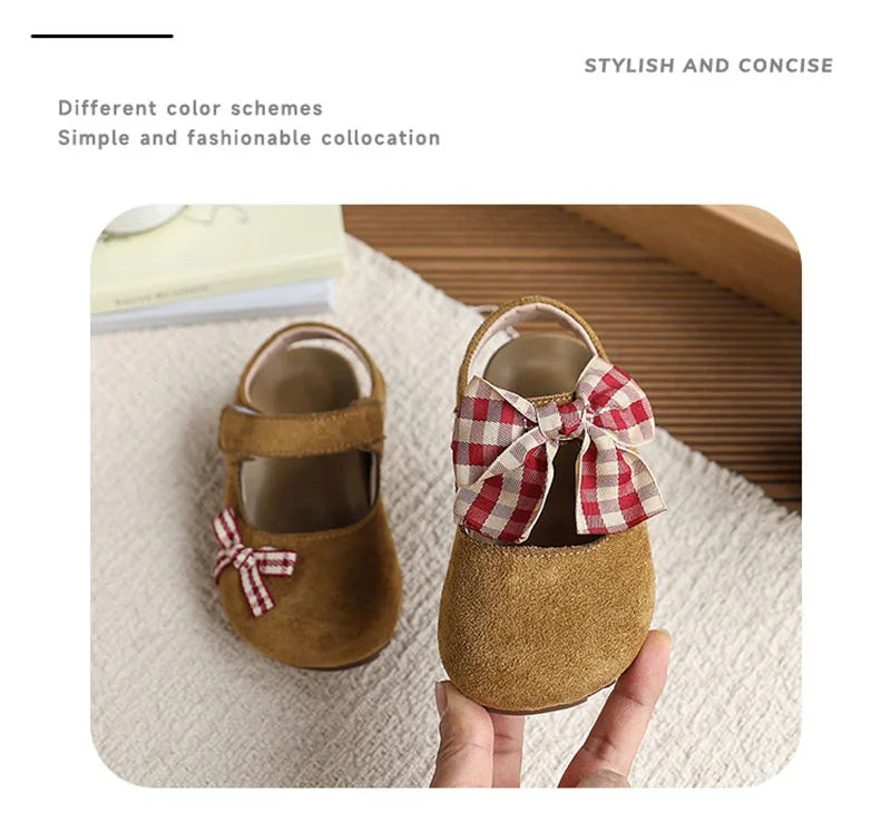New Summer Kids Baotou Sandals 23-34 Size Sweet Checkered Bow Girls Princess Shoes Soft Sole Children Nude Shoes