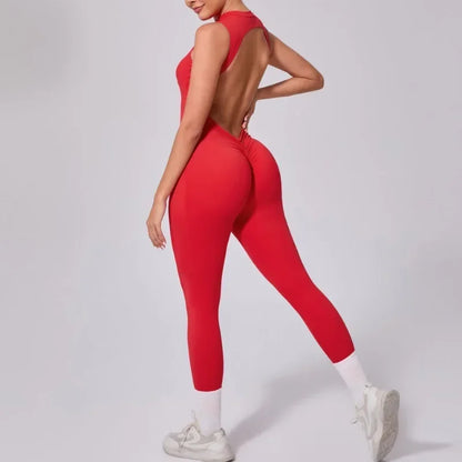 Women's High Elasticity Sports Jumpsuit Yoga Set Fitness Combination Lift Buttocks Bare Back Gym Sexy Romper for Active Women