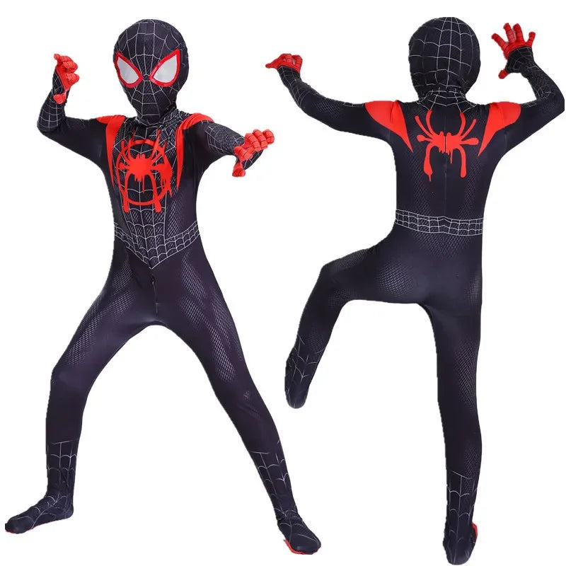 Anime Superhero  Costume Miles Morales Cosplay Zentai Bodysuit  Halloween Costumes Kids Superhero Costumes Movie Characters
